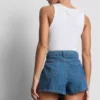 Pamut denim aszimmetrikus, átlapolt szoknya-nadrág