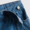 Pamut denim aszimmetrikus, átlapolt szoknya-nadrág