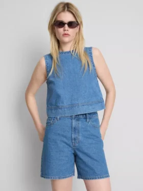 Pamut denim bermuda nadrág