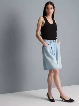 Pamut denim bermuda nadrág