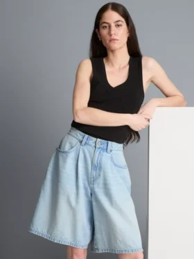 Pamut denim bermuda nadrág