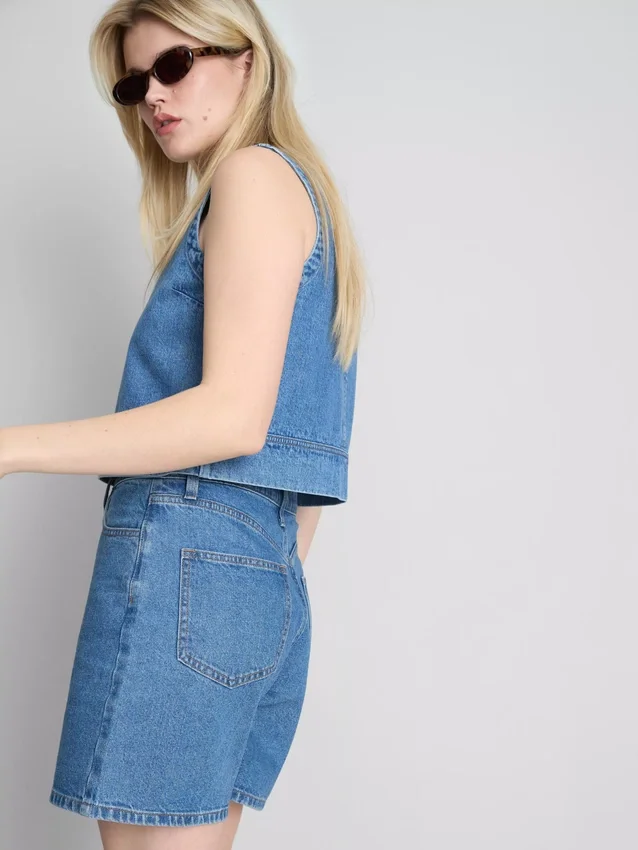 Pamut denim bermuda nadrág