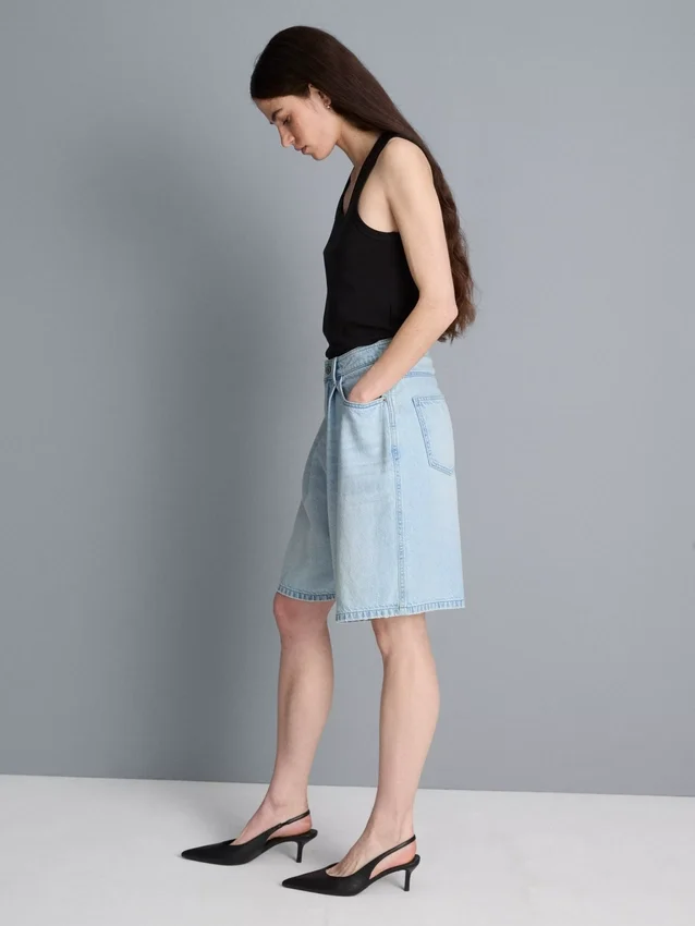 Pamut denim bermuda nadrág