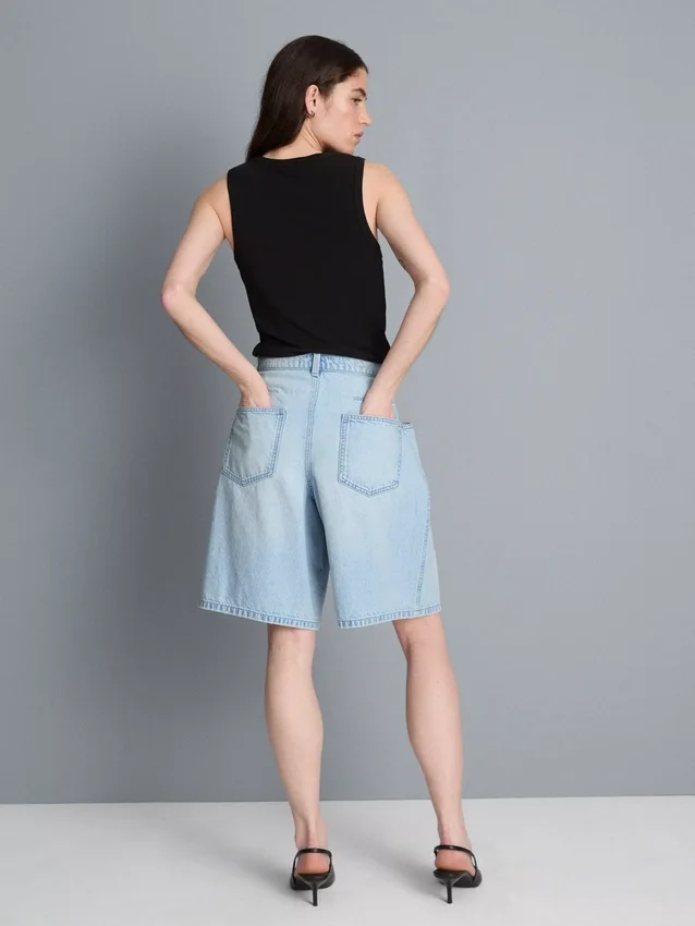 Pamut denim bermuda nadrág