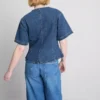 Pamut denim, derékban szűkített, rövid ujjú felső