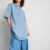 Pamut denim galléros mini egyenes szabású ruha