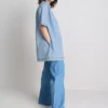 Pamut denim galléros mini egyenes szabású ruha