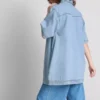Pamut denim galléros mini egyenes szabású ruha