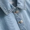 Pamut denim galléros mini egyenes szabású ruha