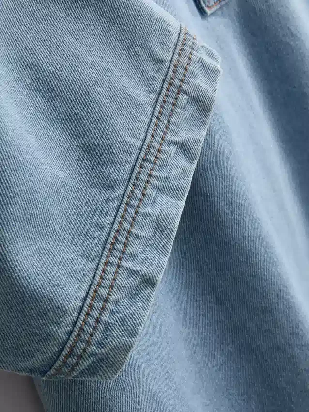Pamut denim galléros mini egyenes szabású ruha