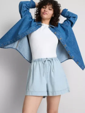 Pamut denim jogger rövidnadrág