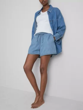 Pamut denim jogger rövidnadrág