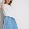 Pamut denim jogger rövidnadrág