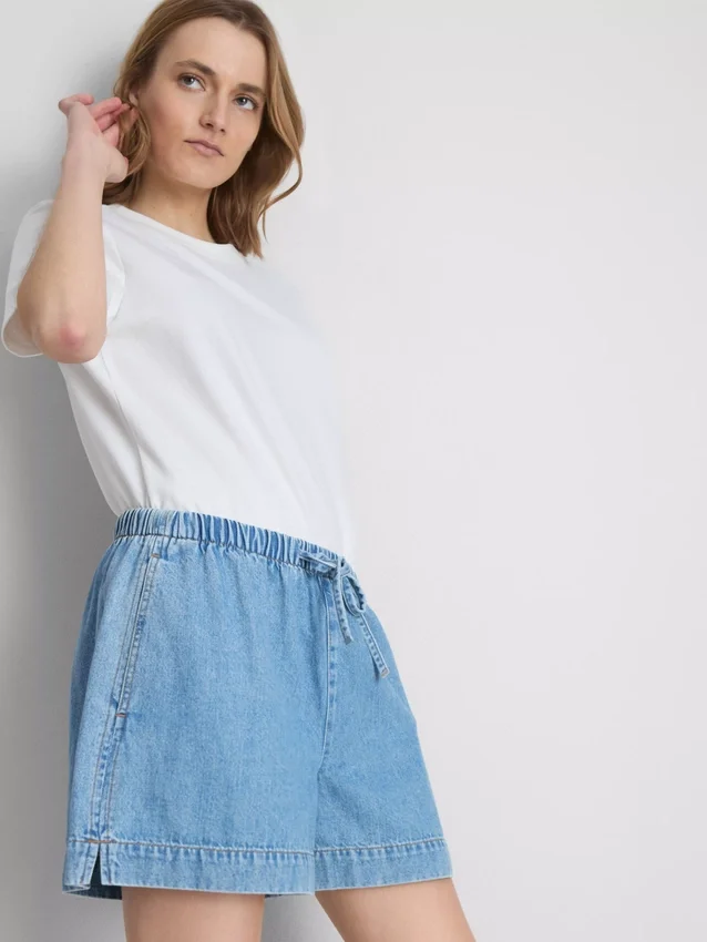 Pamut denim jogger rövidnadrág