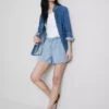 Pamut denim jogger rövidnadrág