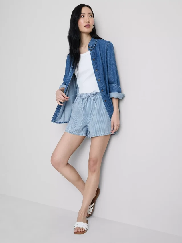 Pamut denim jogger rövidnadrág