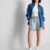 Pamut denim jogger rövidnadrág