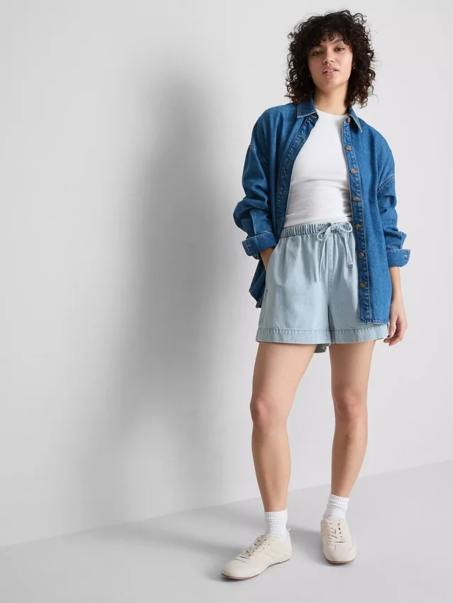 Pamut denim jogger rövidnadrág