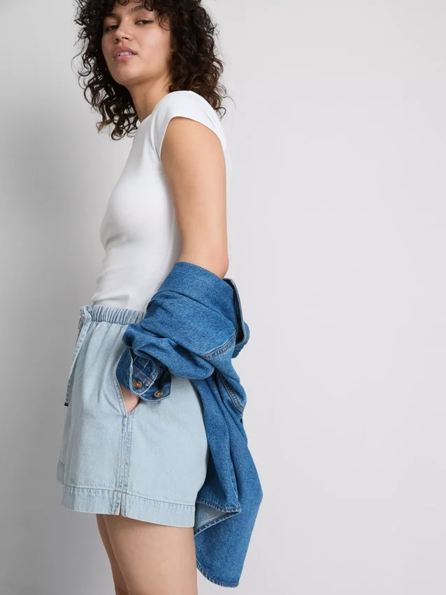Pamut denim jogger rövidnadrág