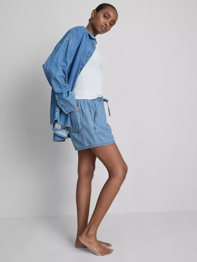 Pamut denim jogger rövidnadrág