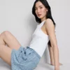 Pamut denim jogger rövidnadrág