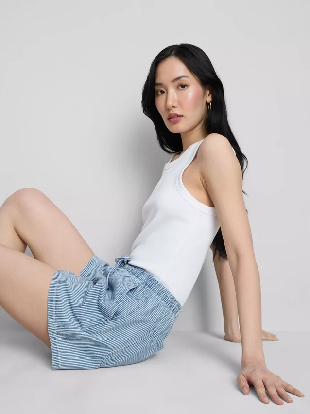 Pamut denim jogger rövidnadrág