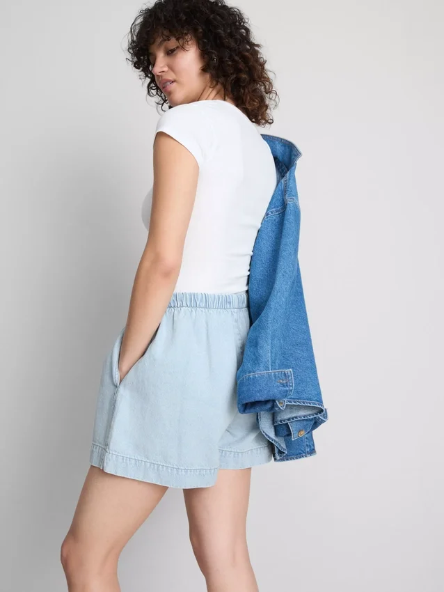 Pamut denim jogger rövidnadrág