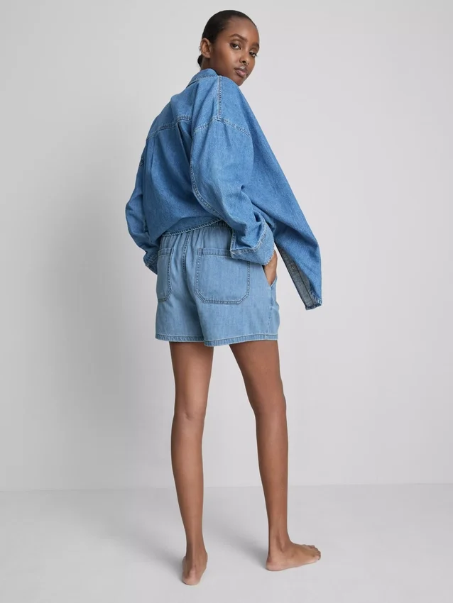 Pamut denim jogger rövidnadrág