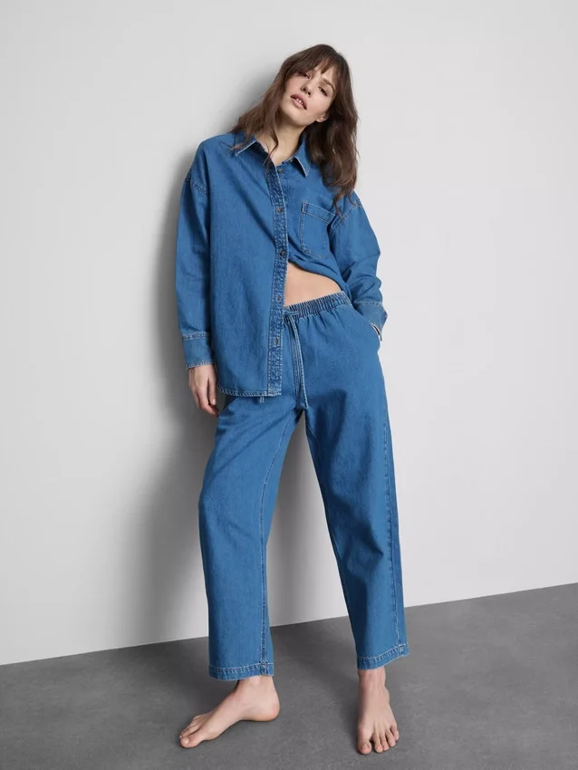 Pamut denim, keskeny szárú jogger farmer