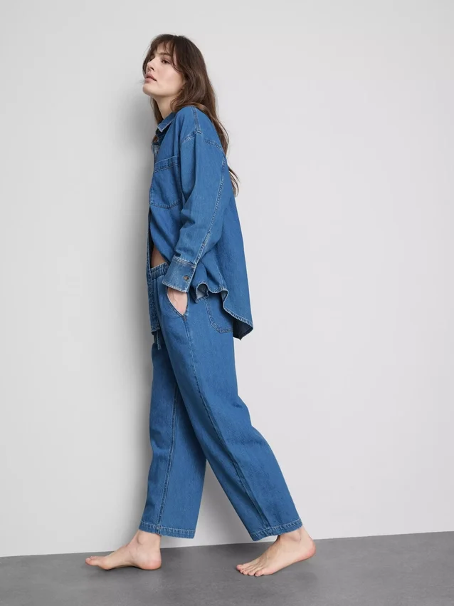 Pamut denim, keskeny szárú jogger farmer
