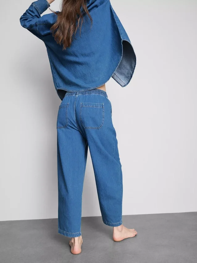 Pamut denim, keskeny szárú jogger farmer