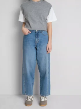 Pamut denim, keskenyedő, egyenes szárú farmer