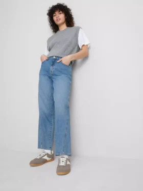 Pamut denim, keskenyedő, egyenes szárú farmer