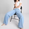 Pamut denim, közepes derékmagasságú, széles szárú farmer