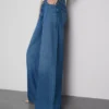 Pamut denim, közepes derékmagasságú, széles szárú farmer