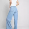 Pamut denim, közepes derékmagasságú, széles szárú farmer