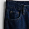 Pamut denim, közepes derékmagasságú, széles szárú farmer