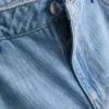Pamut denim, közepes derékmagasságú, széles szárú farmer