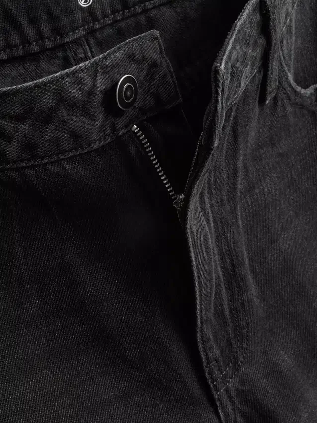 Pamut denim, közepes derékmagasságú, széles szárú farmer
