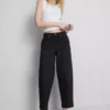 Pamut denim magas derekú, keskeny szárú farmer
