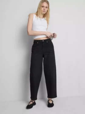Pamut denim magas derekú, keskeny szárú farmer