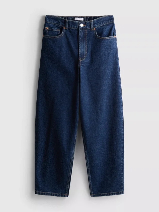 Pamut denim magas derekú, keskeny szárú farmer