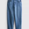 Pamut denim magas derekú, keskeny szárú farmer
