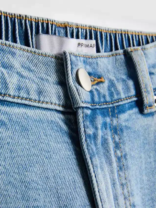 Pamut denim magas derekú, keskeny szárú farmer
