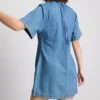 Pamut denim mini egyenes szabású ruha