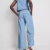 Pamut denim, oldalt kötős póló