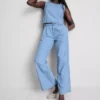 Pamut denim, redős, széles szárú farmer