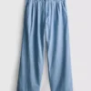 Pamut denim, redős, széles szárú farmer