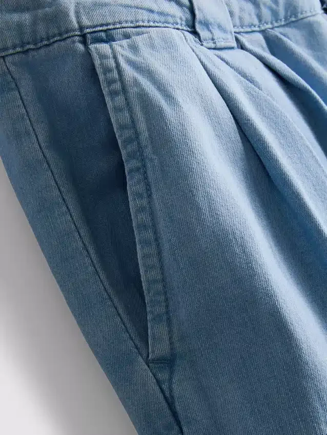 Pamut denim, redős, széles szárú farmer