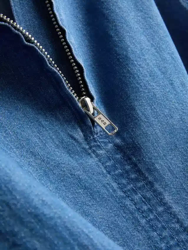 Pamut denim rövid, fodros ujjatlan felső